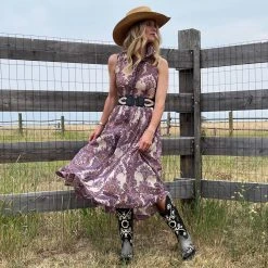 BURU White Label Sleeveless Shirtdress - Purple Paisley Clothing 17 BURU White Label Sleeveless Shirtdress - Purple Paisley Clothing