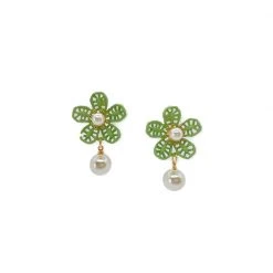 Buru Accessories Pearly Fleur Earrings - Mint
