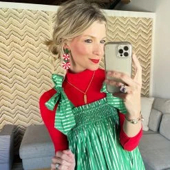 Buru Accessories Peppermint Patty Earrings - Red And White