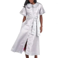 BURU White Label Peter Pan Collar Day Gown - MIDI - Silver