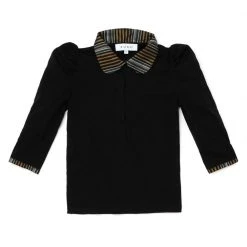 BURU White Label Peter Pan Tee - Black Lurex - Final Sale Tops