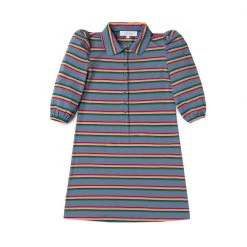 BURU White Label Dresses Puff Sleeve T-Shirt Dress - Rainbow Stripe