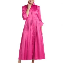 BURU Pink Label Long Sleeve Shirtdress - Pink Cotton Sateen