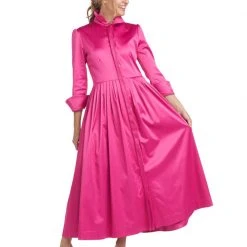 BURU Pink Label Long Sleeve Shirtdress - Pink Cotton Sateen