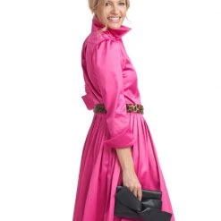 BURU Pink Label Long Sleeve Shirtdress - Pink Cotton Sateen