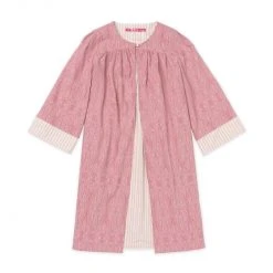 BURU Pink Label Tops Reversible Car Coat - Rose Jacquard & Pink Pinstripe 17 BURU Pink Label Tops Reversible Car Coat - Rose Jacquard & Pink Pinstripe