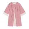 BURU Pink Label Tops Reversible Car Coat - Rose Jacquard & Pink Pinstripe