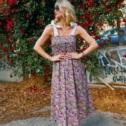 BURU White Label Tie Top MIDI Dress - Pink Liberty Floral