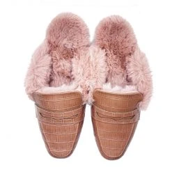 Shoes Fur Lined Loafers - Blush Croc - Final Sale