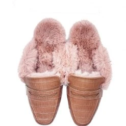 Shoes Fur Lined Loafers - Blush Croc - Final Sale