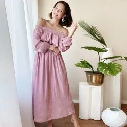 BURU White Label On And Off The Shoulder Midi - Pink Lurex