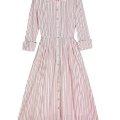 BURU Pink Label BURU X TSCS Long Sleeve Shirtdress- Pink Pinstripe