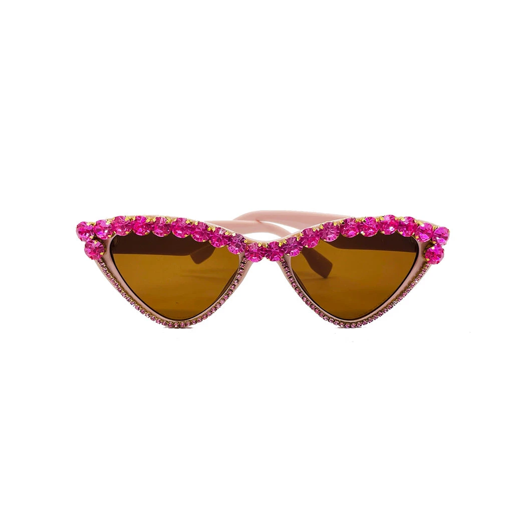 BURU Accessories Rhinestone Cat Eye Shades - Pink & Pink 8 BURU Accessories Rhinestone Cat Eye Shades - Pink & Pink