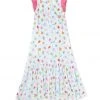 BURU Pink Label Placket Front Ruffle Maxi Dress - Blue Floral