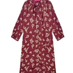 BURU Pink Label Black Friday Bow Housecoat - Plum Floral