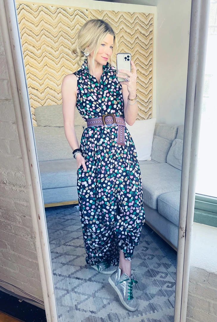 BURU Pink Label BURU X Mara Martin Sleeveless Shirtdress Maxi - Polkadots Clothing 12 BURU Pink Label BURU X Mara Martin Sleeveless Shirtdress Maxi - Polkadots Clothing