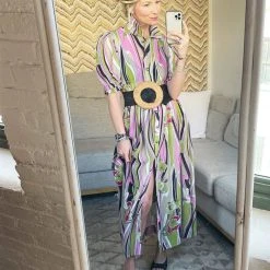 BURU Pink Label BURU X Mara Martin Puff Sleeve Shirtdress Midi - Miami Floral - PRE-SALE