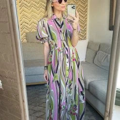 BURU Pink Label BURU X Mara Martin Puff Sleeve Shirtdress Midi - Miami Floral - PRE-SALE