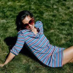 BURU White Label Dresses Puff Sleeve T-Shirt Dress - Rainbow Stripe