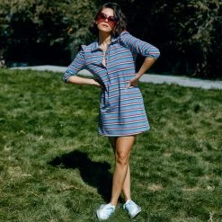 BURU White Label Dresses Puff Sleeve T-Shirt Dress - Rainbow Stripe