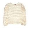BURU Pink Label Long Sleeve Puff Sleeve Top - Ivory Dot Knit