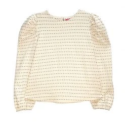 BURU Pink Label Long Sleeve Puff Sleeve Top - Ivory Dot Knit