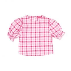 BURU Pink Label Puff Sleeve Top - Pink Gingham Linen Tops 17 BURU Pink Label Puff Sleeve Top - Pink Gingham Linen Tops