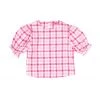 BURU Pink Label Puff Sleeve Top - Pink Gingham Linen Tops