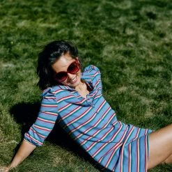 BURU White Label Dresses Puff Sleeve T-Shirt Dress - Rainbow Stripe