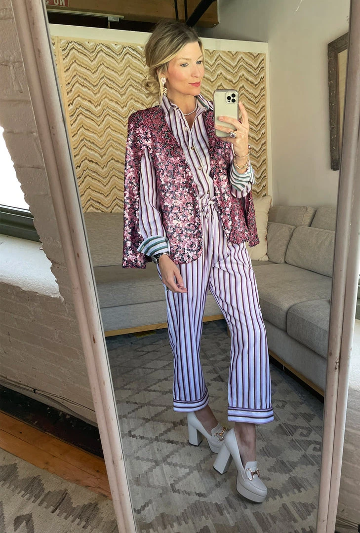 BURU White Label Bottoms Everyday Pants - Lilac Pinstripe 5 BURU White Label Bottoms Everyday Pants - Lilac Pinstripe