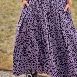 BURU White Label Smocked Waist MIDI Skirt - Purple Cheetah Clothing