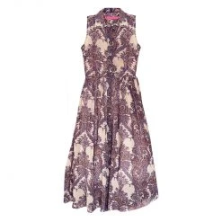 BURU White Label Sleeveless Shirtdress - Purple Paisley Clothing 21 BURU White Label Sleeveless Shirtdress - Purple Paisley Clothing