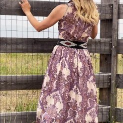 BURU White Label Sleeveless Shirtdress - Purple Paisley Clothing 14 BURU White Label Sleeveless Shirtdress - Purple Paisley Clothing