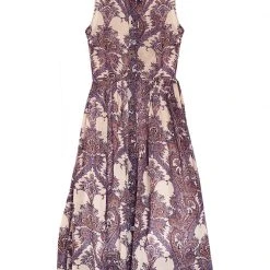 BURU White Label Sleeveless Shirtdress - Purple Paisley Clothing