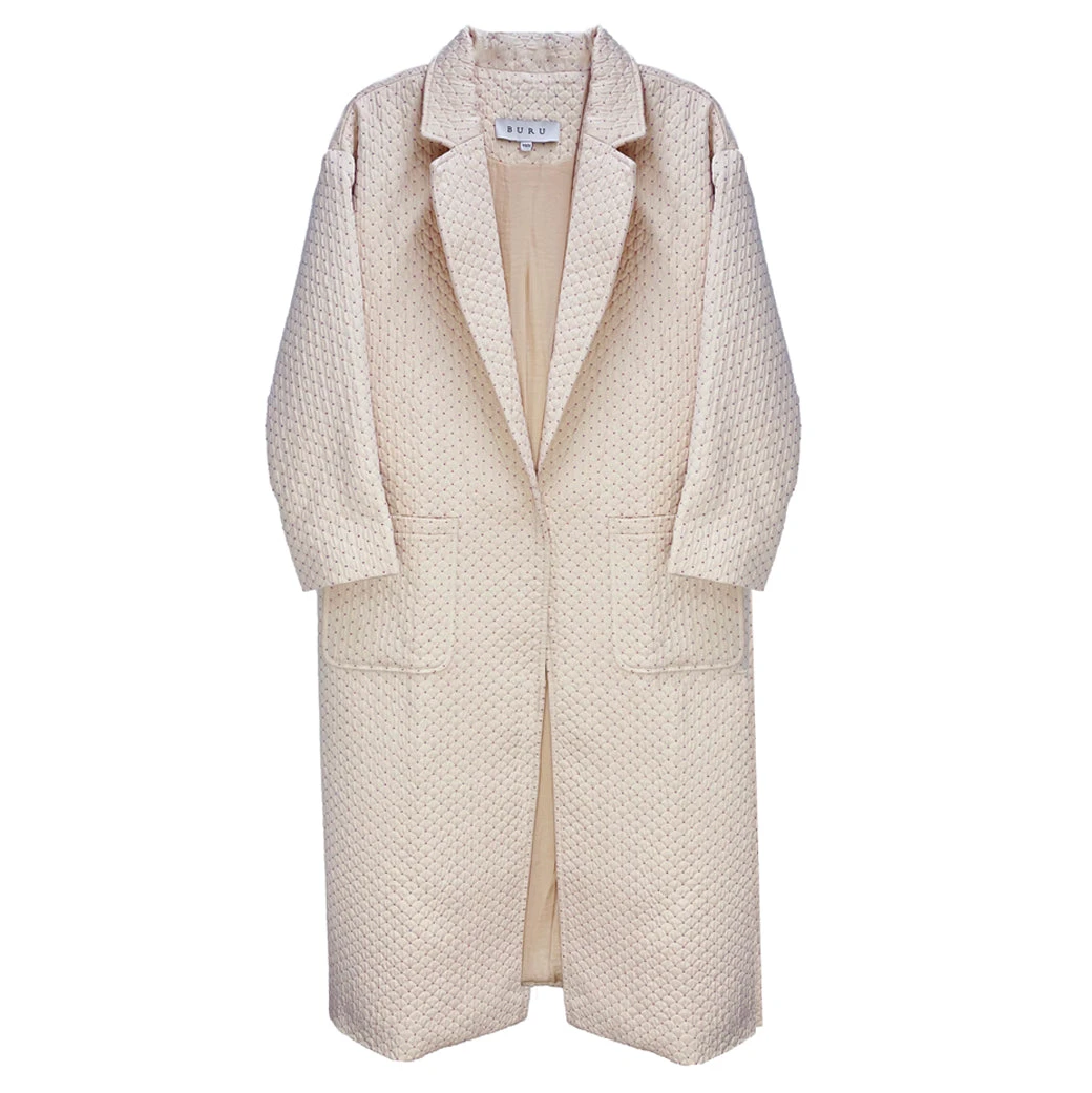 BURU White Label Open Car Coat - Quilted Fawn 15 BURU White Label Open Car Coat - Quilted Fawn