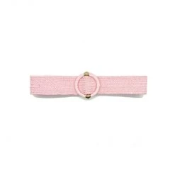 Buru Accessories Raffia Wrapped Buckle Stretch Belt - Pink