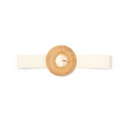 Buru Accessories Rattan Buckle Stretch Belt - Ivory
