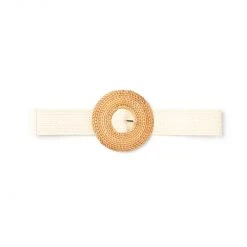 Buru Accessories Rattan Buckle Stretch Belt - Ivory