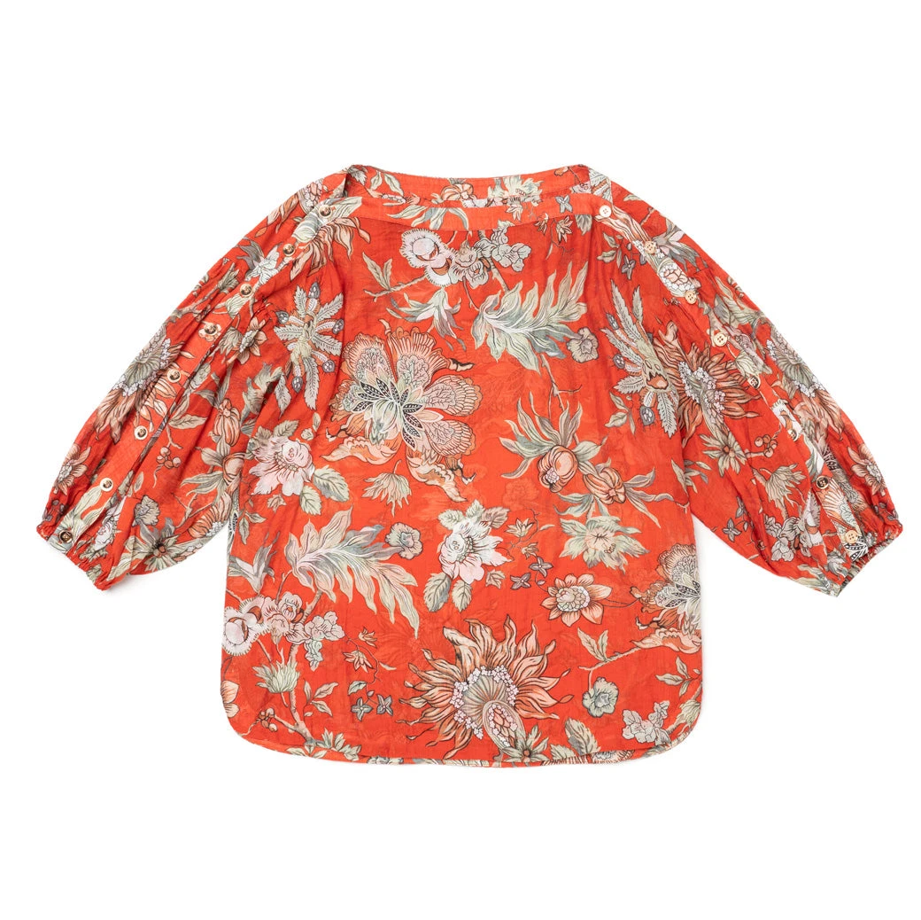 BURU White Label Button Sleeve Blouse- Red Floral Tops 9 BURU White Label Button Sleeve Blouse- Red Floral Tops