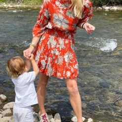 BURU White Label Button Sleeve Blouse- Red Floral Tops 11 BURU White Label Button Sleeve Blouse- Red Floral Tops