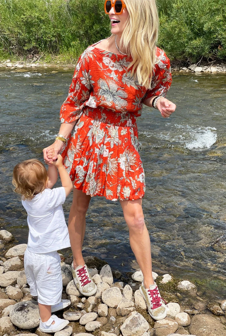 BURU White Label Button Sleeve Blouse- Red Floral Tops 5 BURU White Label Button Sleeve Blouse- Red Floral Tops