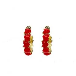 BURU Accessories Special Occasions Red Hot Heart Hoops - Red
