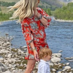 BURU White Label Clothing Smocked Waist Mini Skirt - Red Floral