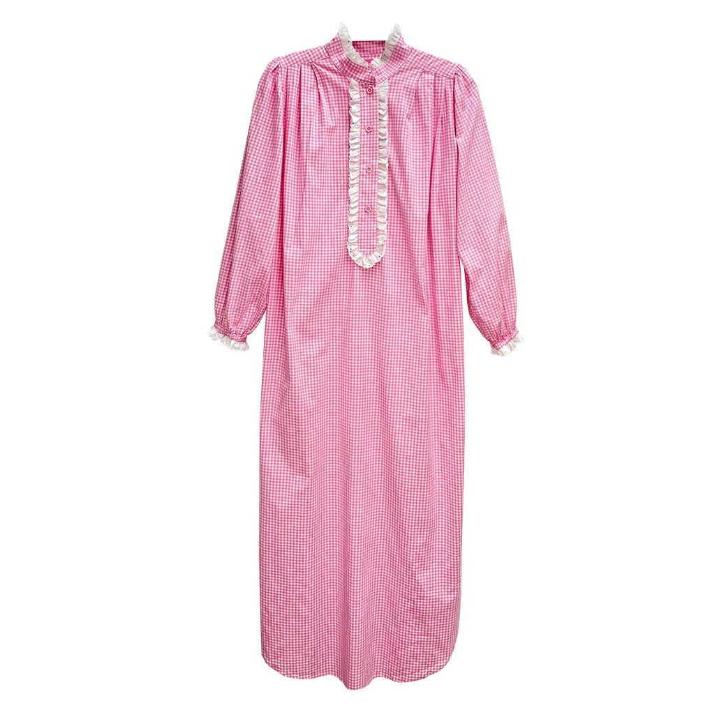 BURU Pink Label Clothing The Carrie Respite Gown - Pink Gingham Cotton 9 BURU Pink Label Clothing The Carrie Respite Gown - Pink Gingham Cotton