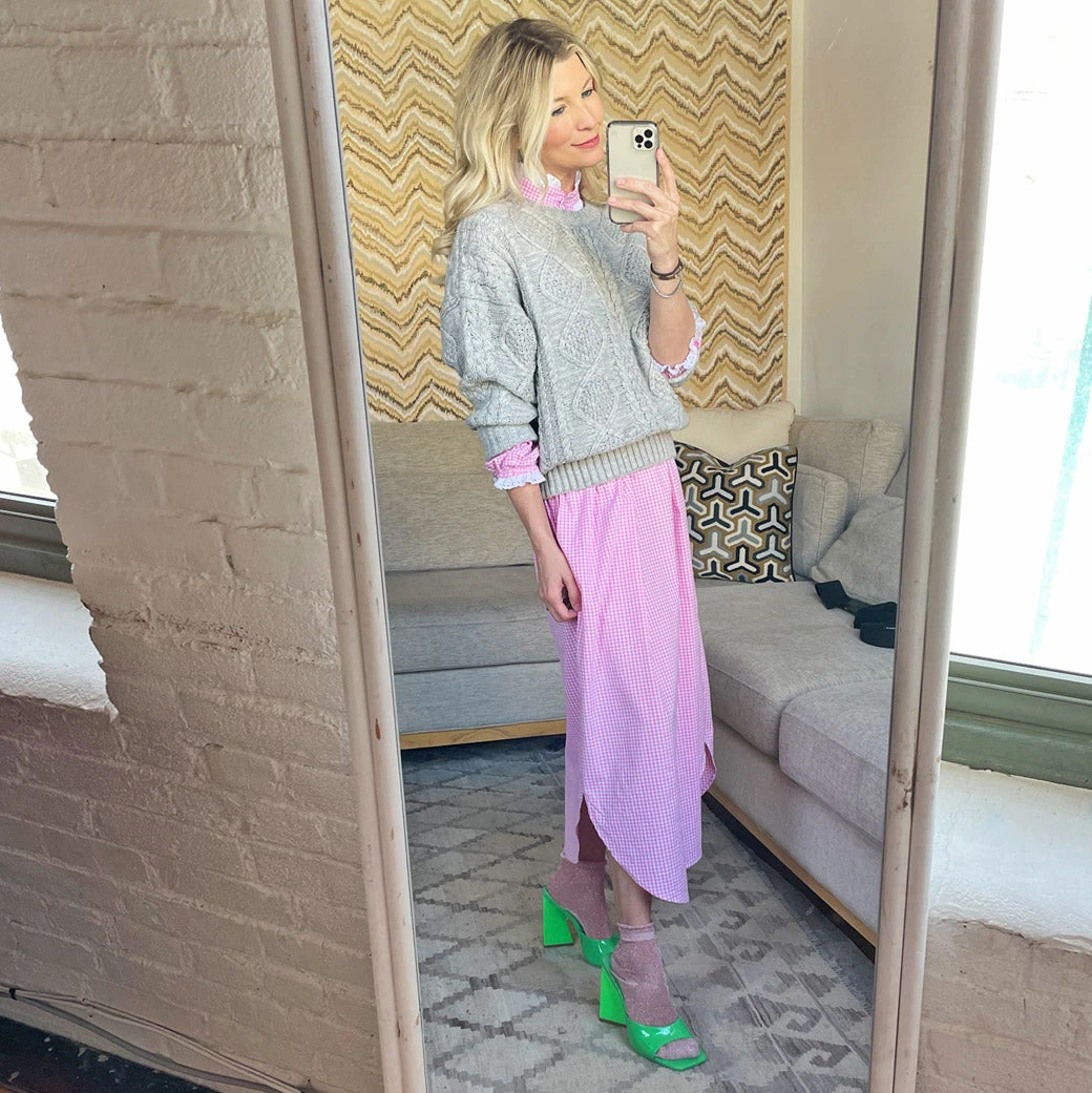 BURU Pink Label Clothing The Carrie Respite Gown - Pink Gingham Cotton 8 BURU Pink Label Clothing The Carrie Respite Gown - Pink Gingham Cotton