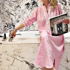 BURU Pink Label Clothing The Carrie Respite Gown - Pink Gingham Cotton