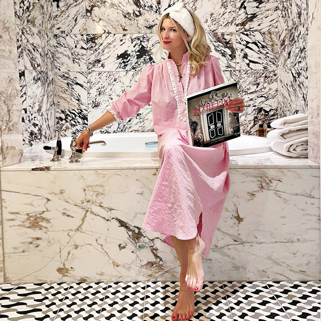 BURU Pink Label Clothing The Carrie Respite Gown - Pink Gingham Cotton 7 BURU Pink Label Clothing The Carrie Respite Gown - Pink Gingham Cotton