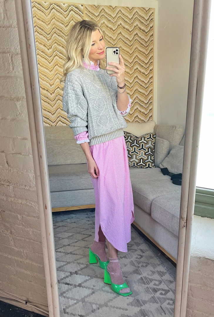 BURU Pink Label Clothing The Carrie Respite Gown - Pink Gingham Cotton 6 BURU Pink Label Clothing The Carrie Respite Gown - Pink Gingham Cotton