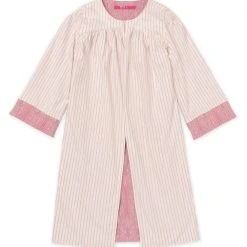 BURU Pink Label Tops Reversible Car Coat - Rose Jacquard & Pink Pinstripe