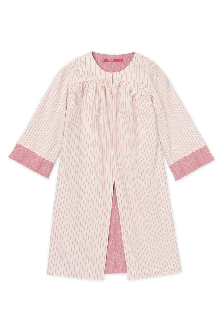 BURU Pink Label Tops Reversible Car Coat - Rose Jacquard & Pink Pinstripe 4 BURU Pink Label Tops Reversible Car Coat - Rose Jacquard & Pink Pinstripe